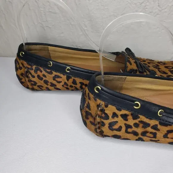 Clarks Dunbar Womens 9 Cruiser Pony Hair Slip-on Moccasin Loafers Leopard Print - Picture 6 of 16
